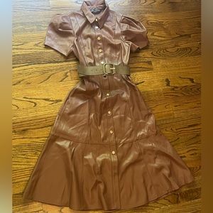 Zara dress | faux leather midi | color brown | *NEW with out tags*